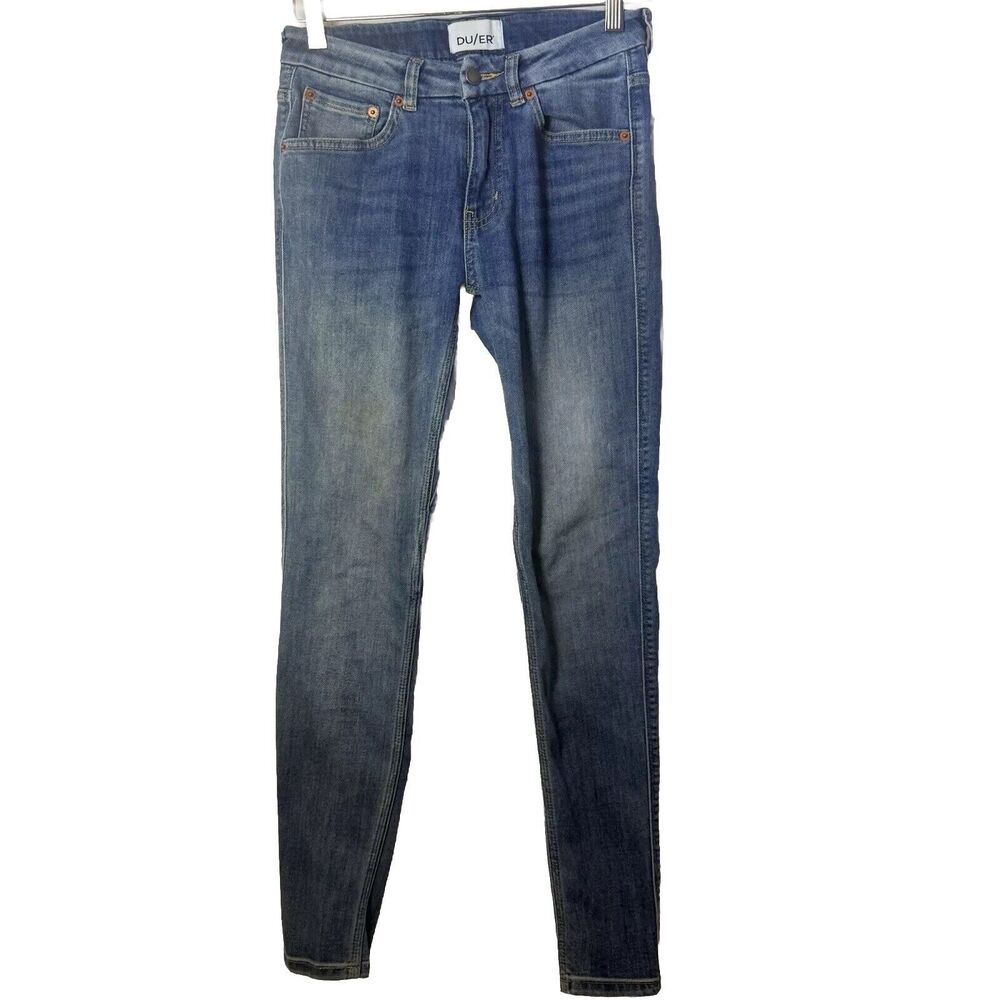 DU/ER Jeans Womens 26 x 29 Medium Blue Performance Mid Rise Skinny Stretch